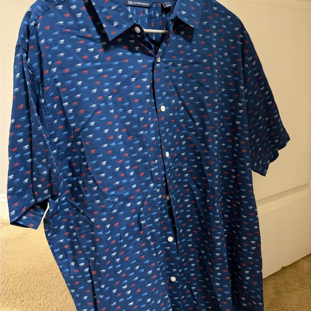 Cutter & Buck Blue Patterned Men's Shirt